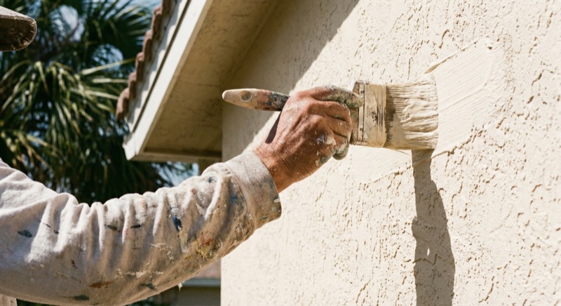 Professional exterior painting service in Edgewater FL - JPL Painting applying UV-resistant coating to Florida home