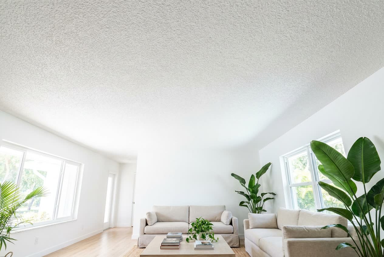 Orange peel texture ceiling finish in New Smyrna Beach FL - fine dimpled pattern by JPL Painting
