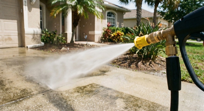 Professional driveway pressure washing in New Smyrna Beach FL