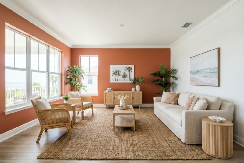 Living room accent wall painting New Smyrna Beach FL